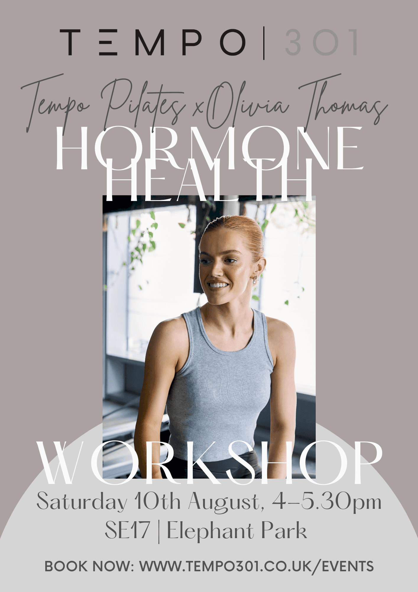 Pilates x Hormonal Health Workshop Flyer